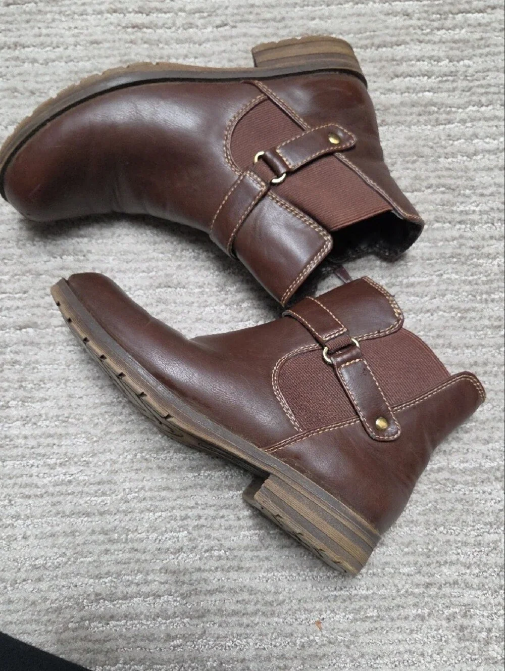 Naturalizer Dark Brown Ankle Booties with Strap and Side Zip